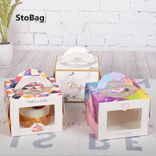 StoBag-caja de pastel portátil de 4 pulgadas con ventana, suministros de embalaje para postres, Baby Show, fiesta de cumpleaños, boda, bricolaje, 10 Uds. 2024 - compra barato