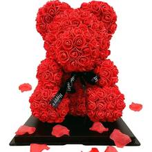 35 см, 25 см, розовый медведь, День Святого Валентина, красная роза, мишка тедди, роза, цветок, искусственное украшение, рождественские подарки, женский подарок на день Святого Валентина 2024 - купить недорого