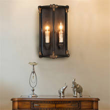 Lámparas de pared de resina para loft, candelabro de hierro retro Para sala de estar, mesita de noche, arte vintage, pasillo 2024 - compra barato