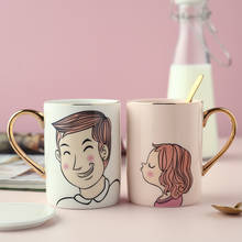 Nordic creative couple mugs ceramic cup with lid spoon coffee mug milk mug water glass wedding Christmas gift mx11161120 2024 - buy cheap