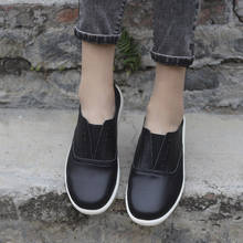 Mocassins femininos de couro legítimo preto e branco, sapatos de ballet baixos para mulheres, verão 2021 2024 - compre barato