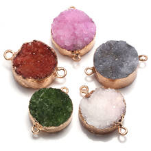 Natural Druzy Agates Pendants Charms Stone Connector Round Pendant Connector DIY for Necklace or Jewelry Making Size 20x35mm 2024 - buy cheap