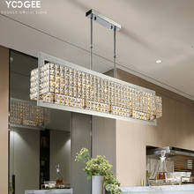 YOOGEE Chrome Chandelier Rectangle Indoor Lighting Kitchen Crystal Lights for Living room Loft Brief Modern Chandeliers 2024 - buy cheap