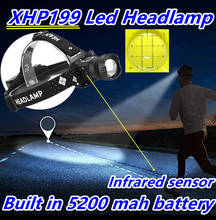 Faro delantero XHP199 con sensor de alta potencia, linterna de cabeza Led recargable por USB, linterna de cabeza, linterna de pesca brillante 18650 2024 - compra barato