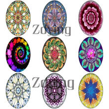 Zdying 10pcs DIY Oval Glass Cabochons Mandala Flowers Image Dome Demo Flat Back Base Jewelry Findings Charm For Necklace Brooch 2024 - buy cheap