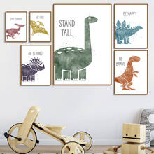 Pegatinas de pared autoadhesivas para decoración de la habitación de los niños, carteles nórdicos de dibujos animados de dinosaurios, Triceratops, Pterosaur 2024 - compra barato