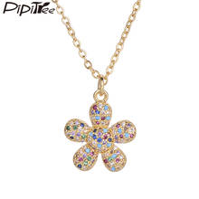 Pipitree CZ Jewelry Chain Maxi Gold Necklace Femme Cubic Zirconia Flower Necklace Pendant Women Girls Party Gift Collier Femme 2024 - buy cheap