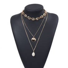 Collar con colgante de concha Natural bohemio para mujer, cadena en capas de Color dorado, joyería para niña, regalo para mujer 2024 - compra barato