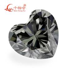 gray color  heart shape moissanites loose gem stone  Sic material by qianxianghui (video is light yellow) 2024 - buy cheap