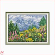 Joy friday pico e paisagens florais conjunto de bordados em tela ponto cruz 11ct 14ct artesanal decoração de casa 2024 - compre barato