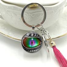 Hot! 2019 New Key Ring Longan Glass Convex Round Pendant Key Chain Tassel Hanging Jewelry 2024 - buy cheap