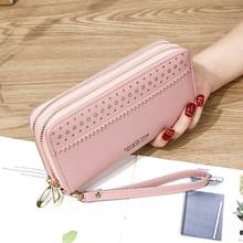 Women Wallets Double Zipper High Capacity Female Letter Long Leather Coin Purses Ladies Solid Color Card Holder Clutch Phone Bag 2024 - buy cheap