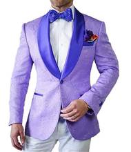 2020 New Mens Patterned Suit 2 Pieces Lilac Shawl Lapel Casual Blazer Tuxedos Groomsmen For Wedding(Blazer+vest+Pants) 2024 - buy cheap