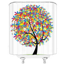 Красочные дерево Пейзаж печати водонепроницаемый занавеска для душа полиэстер ткань для ванной дома ванная комната с 12 крючками занавески для душа s 2024 - купить недорого