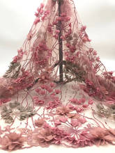 7H-52003 de moda 3d flores de tul bordado tela de encaje para el vestido de boda y tela con encaje de red francés para vestido de fiesta 2024 - compra barato