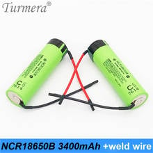 Turmera 18650 bateria ncr18650b 3.7v 3400mah bateria de lítio recarregável para chave de fenda e aspirador de pó com fio de solda 2024 - compre barato