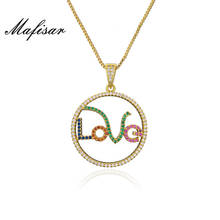 Mafisar Brand Hip Hop Jewelry Colourful Cubic Zircon LOVE Hollow Charm Pendant Necklace For Women Girl Wedding Jewelry 2024 - buy cheap