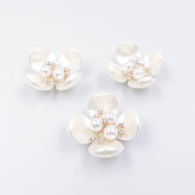 Perlas de imitación con diamantes de imitación, decoración de flores hecha a mano, fabricación de joyas, accesorios para el cabello, 36x41mm, 10 Uds. 2024 - compra barato