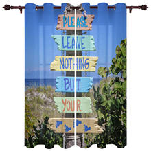 Praia sinal de madeira colorido valance janela cortinas para sala de estar quarto cozinha casa pronto-feito juventude quarto janela cortinas 2024 - compre barato
