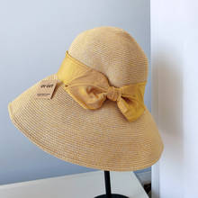 Шляпа Соломенная женская, с широкими полями и защитой от ультрафиолета, лето соломенная складная шляпа, ZZ-538 2024 - купить недорого
