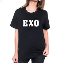 EXO-Camiseta para mujer impresa Harajuku de algodón, camisetas para mujer, camiseta retro de cuello redondo, camiseta para mujer negra y blanca 2024 - compra barato