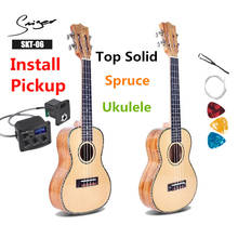Ukulele 24 26 Inches Solid Spruce Deadwood Mini Electri Tenor Acoustic Guitars 4 Strings Ukelele Install Pickup Travel Guitar 2024 - compre barato