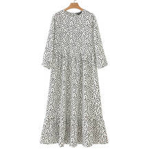 Женское платье макси в белый горошек, плиссированное повседневное прямое платье длиной до щиколотки с рукавом три четверти 2020 2024 - купить недорого