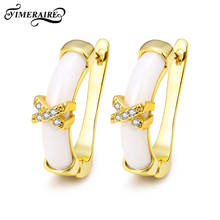 Fashion Earrings 2020 Trend Ceramic Stud Earrings Cross U Shaped Unique Design With Bling Crystal Jewelry For Women Christmas 2024 - buy cheap