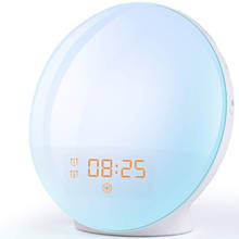 Reloj despertador luz Digital Snooze naturaleza noche reloj de lámpara amanecer luz colorida con sonidos de naturaleza Radios FM 2024 - compra barato