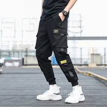 Men's Pants Ankle Style Pockets Cargo Harem Ribbons Black Hip Hop Casual Male Joggers Trousers Fashion Casual Streetwear Pants 2024 - купить недорого