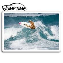 Jump time surf menina adesivos de vinil onda de surf adesivo portátil bagagem carro assessoires decalques da janela envoltório do carro diy 2024 - compre barato