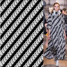 2021 spring and summer black white digital printing imitation cotton fabric brand clothing sewing dress shirt custom materials 2024 - buy cheap