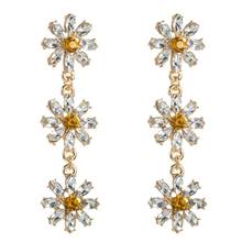 3Colors Crystal Flowers Dangle Earrings for Women Fashion Jewelry Bohemian Style Trendy Collection Earrings Accessories 2024 - buy cheap