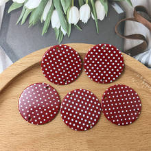 50pcs Vintage Red Polka Dots Round Resin Pendant Charms Ornament Accessories Fashion Jewelry Bracelet Earring Connectors 27mm 2024 - buy cheap