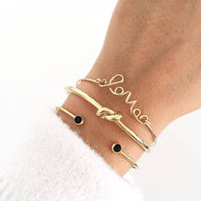 Modyle Fashion Gold Color Letter Love Knot Adjustable Opening Charm Bracelet Set for Women 2024 - buy cheap