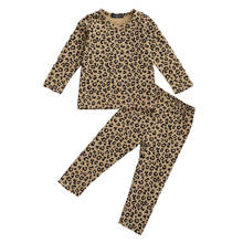 От 1 до 6 лет пуловер с длинными рукавами и леопардовым принтом зебры для маленьких мальчиков и девочек топы, длинные штаны, комплект из 2 предметов, домашняя одежда пижамы, Pjys 2024 - купить недорого