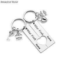 Personalized Master Customized Keychains Stainless Steel Matching Heart Puzzle Engraved "Our First Home" Family Gift Keyring 2024 - buy cheap