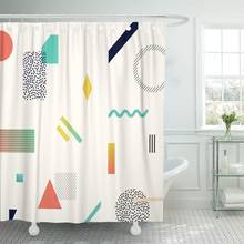 Cortina de chuveiro colorida abstrata geométrica, prática para colagem, cortina de chuveiro, à prova d'água, tecido de poliéster 72x78 2024 - compre barato