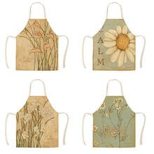 Cotton linen Retro Flower Heal Calm Aprons for Kitchen 53*65cm Home Cooking Baking Cleaning Accessories WQT208 2024 - buy cheap