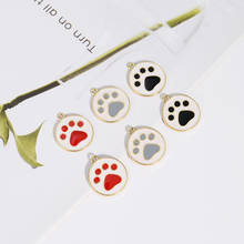 10pcs/pack Lovely  Dog paw Oil Drop Enamle Charms  Metal  Earring DIY Fashion Jewelry Accessories  23*20mm 2024 - buy cheap