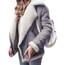 Casaco de pele de inverno feminino, casaco de algodão slim, grosso e quente de pele falsa, casaco feminino casual de camurça tipo ovelha futro, parka, roupa de uso externo de pelúcia 2024 - compre barato