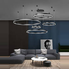 LED Postmodern Aluminum Black Ring Designer Hanging Lamps Chandelier Lighting Lustre Suspension Luminaire Lampen For Foyer 2024 - buy cheap