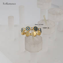 FoRomance/superposición de oro amarillo GP EYE/ EVIL EYE protección contra el mal de las cosas, anillo de esmalte azul y negro disponible en tamaño 7 8 9 2024 - compra barato