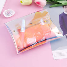 Bolsa de cosméticos con holograma láser, bolsa de PVC transparente con botón, sobre, funda impermeable para documentos cosméticos, bolsas de regalo 2024 - compra barato