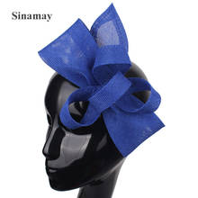 Elegant Imitation Sinamay Occasion Hats Fascinators Base With Feather Wedding Headwear Women Light Blue Hair Accessories 2024 - buy cheap