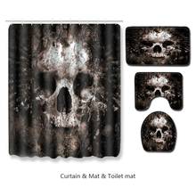 Halloween Skull Shower Curtain And Bath Mat Set Waterproof Polyester Bathroom Fabric For Bathtub Art Decor 72x72 Inch 2024 - buy cheap