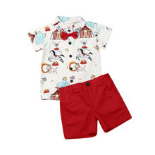 Рождественские джентльменские комплекты одежды для маленьких мальчиков топы с коротким рукавом 2024 - купить недорого
