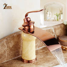 ZGRK Rose Golden Waterfall Bathroom Sink Faucet Luxury Jade Mixer Faucets Retro Basin Taps Torneira 2024 - buy cheap