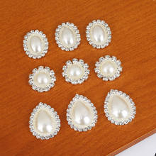 Piedra de perla mixta REDONDA/lágrima/ovalada ABS, hebilla de diamantes de imitación de cristal plano, decoración artesanal, 10x14/13x18mm 2024 - compra barato