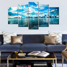 Canvas Painting Wall Art Prints 5 Pieces Toronto Horizon Lake Blue Sky Pictures Tower Seascape Poster Living Room Decor Unframed 2024 - buy cheap